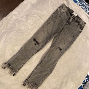 Free People black washed and distressed jeans